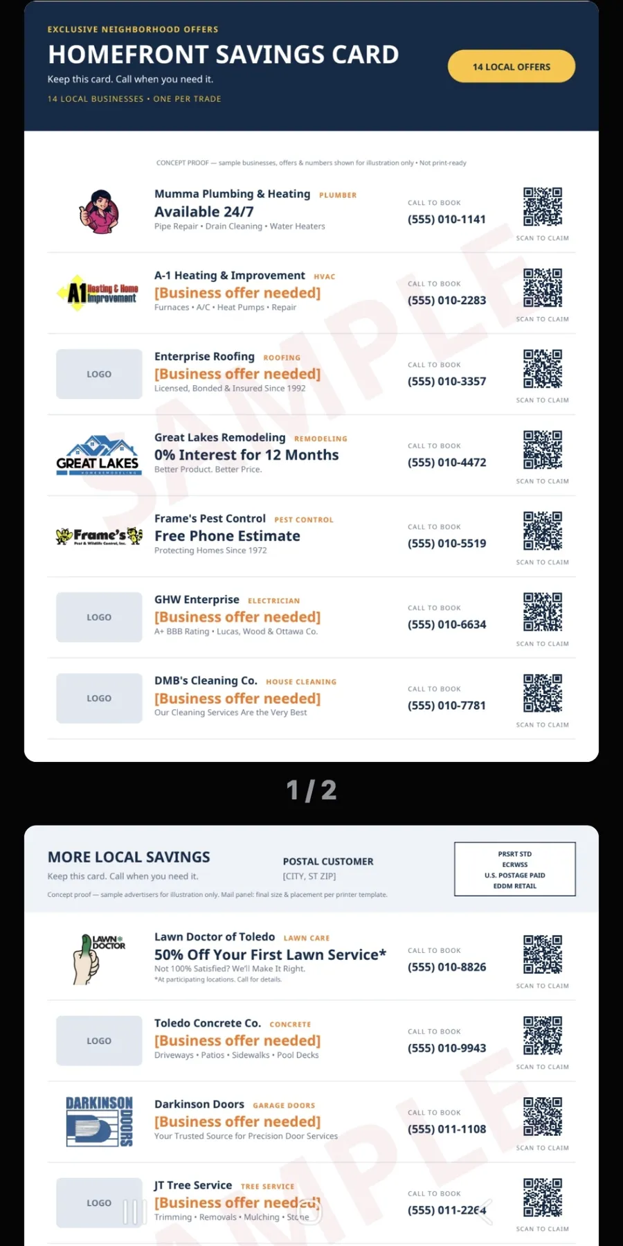 The Homefront Savings Card: A Shared EDDM Mailer That Puts 14 Local Businesses in Every Mailbox