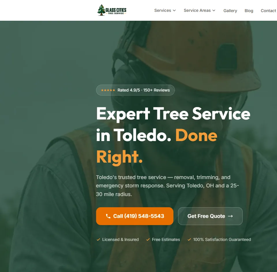 Glass Cities Tree Service website