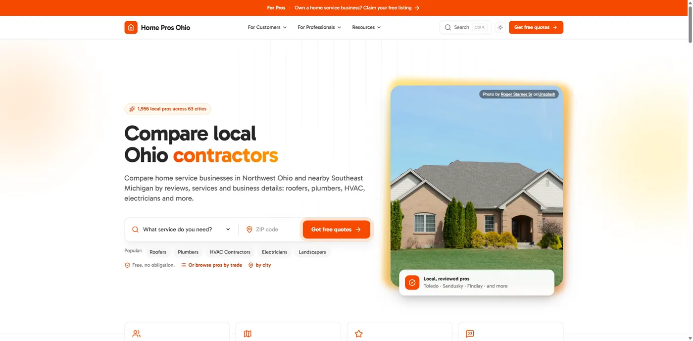 Home Pros Ohio 2026 Redesign: 1,956 Local Pros Across 63 Cities, With More Tools for Homeowners and Contractors