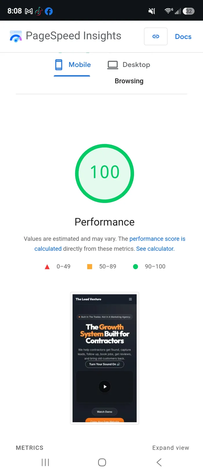 A Perfect 100 Mobile Performance Score on a Custom Astro Build