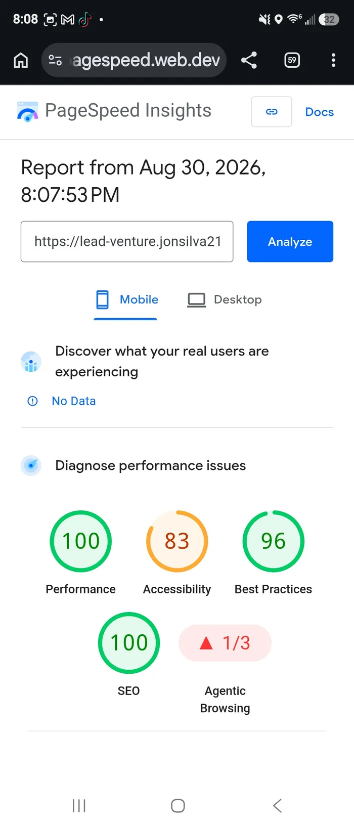 PageSpeed Insights scores for our custom Astro build
