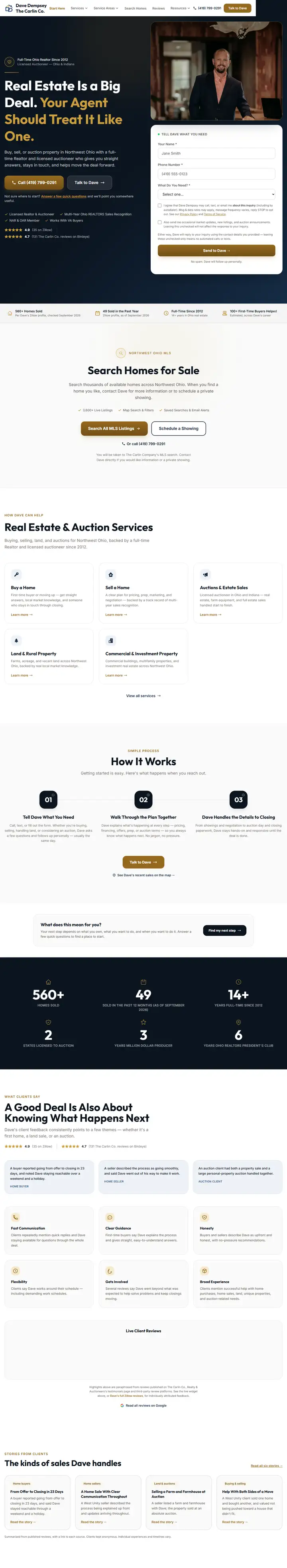 Dave Dempsey, Realtor website, full page