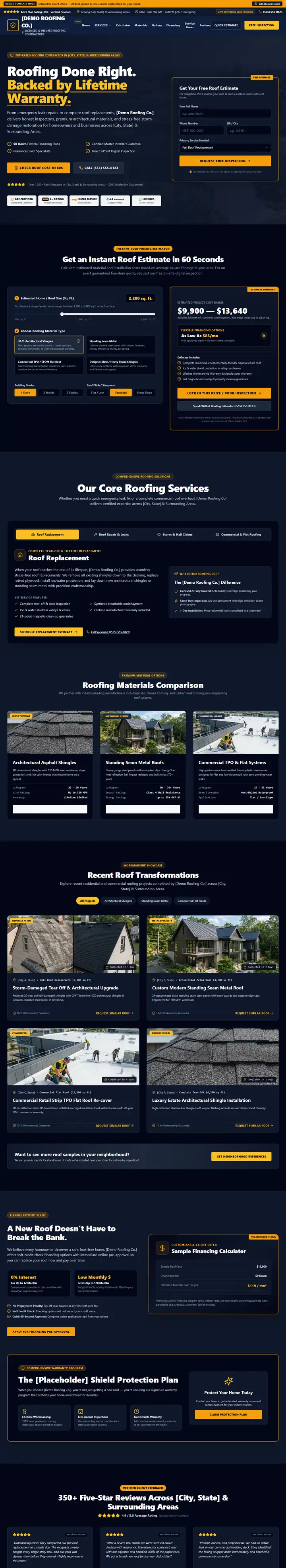 Roofing Website Template website, full page
