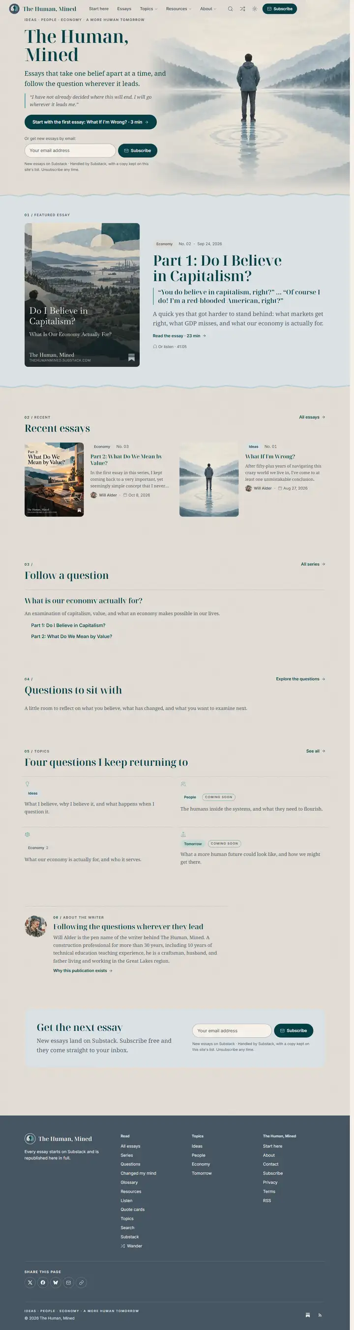 The Human, Mined website, full page